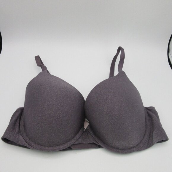 Victoria Secret t-shirt Push Up Full Coverage Bra 36C Dark Purple Glitter - Picture 1 of 5